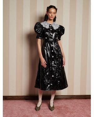 Sister Jane Lunette Pu Midi Dress - Black