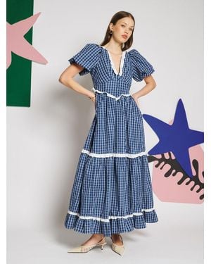 Sister Jane Celeste Check Maxi Dress - Blue