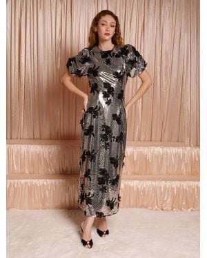 Sister Jane Dream Gala Floral Sequin Maxi Dress - Brown