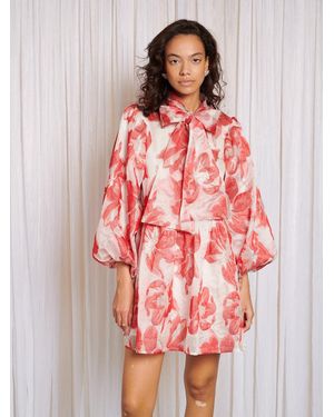 Sister Jane Abby Jacquard Bow Dress - Red