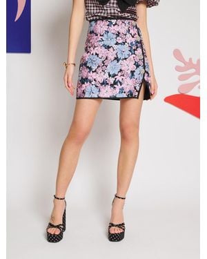 Sister Jane Floral Canvas Jacquard Mini Skirt - Blue