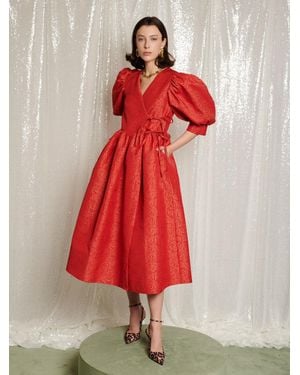Sister Jane Dream La Dolce Vita Wrap Midi Dress - Red