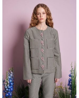Sister Jane Petal Houndstooth Jacket - Purple