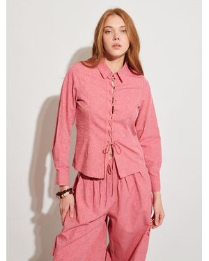 Sister Jane Ghospell Mayra Tie Front Shirt - Pink