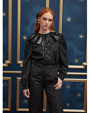 Sister Jane Waltz Sequin Collar Blouse - Blue