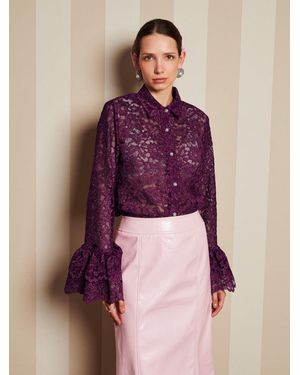 Sister Jane Dream Quill Lace Ruffle Blouse - Purple