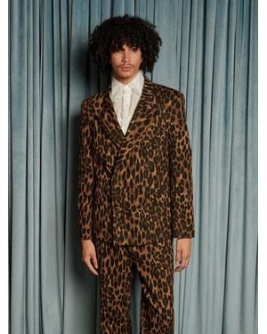 Sister Jane Matteo Leopard Double Breasted Blazer - Grey