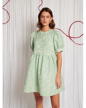 Sister Jane Dream Plume Jacquard Mini Dress - Green