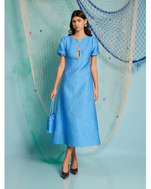 Sister Jane Dream Reef Jacquard Midi Dress - Blue