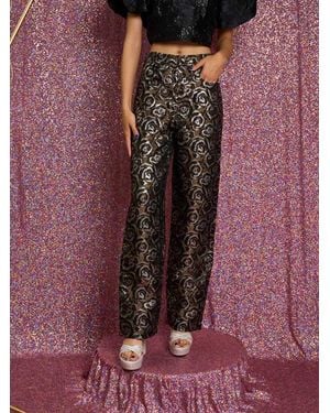 Sister Jane Rhythm Rose Jacquard Pants - Pink