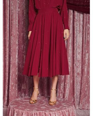 Sister Jane Dream Elara Stud Embellished Circle Skirt - Red