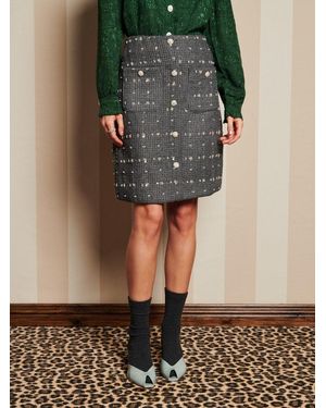 Sister Jane Dream Parlour Tweed Midi Skirt - Green