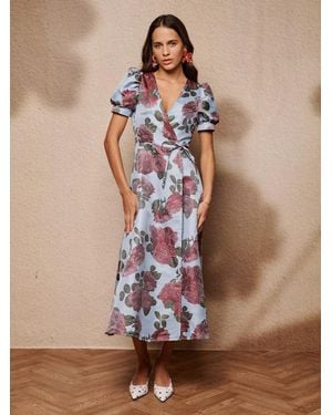 Sister Jane Glowstate Jacquard Wrap Dress - Brown