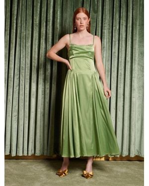 Sister Jane Dream Cinematic Satin Midi Dress - Green