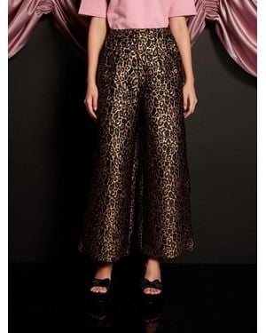 Sister Jane Cherie Leopard Jacquard Trousers - Black