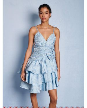 Sister Jane Dream Agnes Jacquard Ruffle Mini Dress - Blue