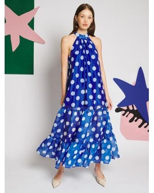Sister Jane Marine Spot Organza Maxi Dress - Blue