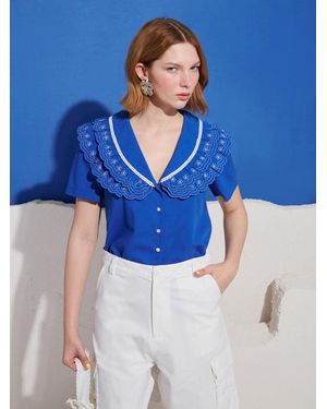 Sister Jane Aegean Trim Blouse - Blue