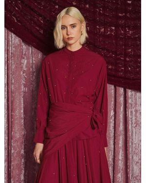 Sister Jane Dream Elara Stud Embellished Blouse - Red