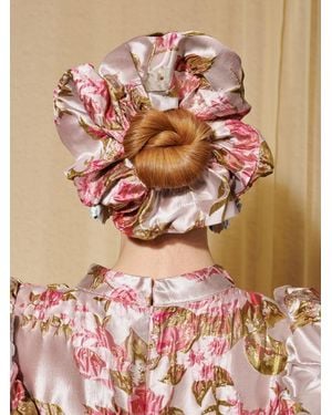 Sister Jane Dream Almost Bloom Jacquard Scrunchie - Brown