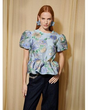 Sister Jane Dream Lilt Floral Jacquard Top - Blue
