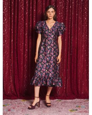 Sister Jane Fortunes Jacquard Midi Dress - Red
