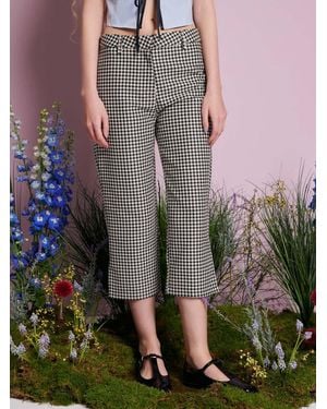 Sister Jane Petal Houndstooth Capri Trousers - Grey