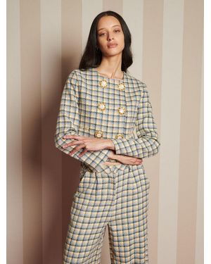 Sister Jane Nook Check Double Breasted Jacket - Brown