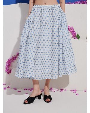 Sister Jane Dream Sea Salt Jacquard Midi Skirt - Blue
