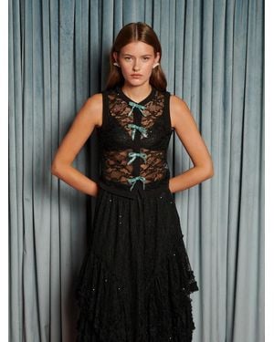 Sister Jane Eclipse Lace Bow Top - Grey