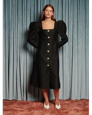 Sister Jane Cinematic Jacquard Midi Dress - Black