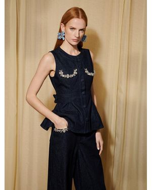 Sister Jane Dream Brightside Denim Embellished Top - Blue