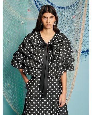 Sister Jane Dream Shoreline Jacquard Ruffle Cape - Blue