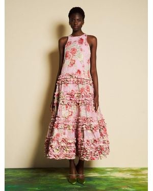 Sister Jane Dream Rosier Jacquard Ruffle Maxi Dress - Pink