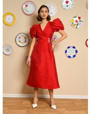 Sister Jane Cherry Petals Midi Dress - Orange