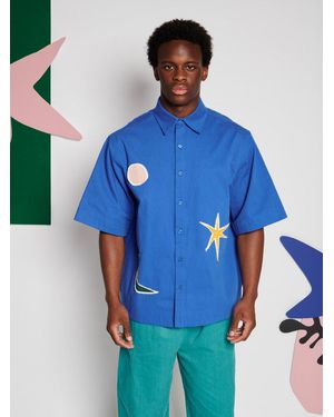 Sister Jane Rayon Applique Boxy Shirt - Blue