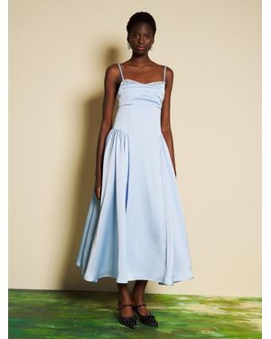 Sister Jane Dream Ciel Satin Midi Dress - Blue