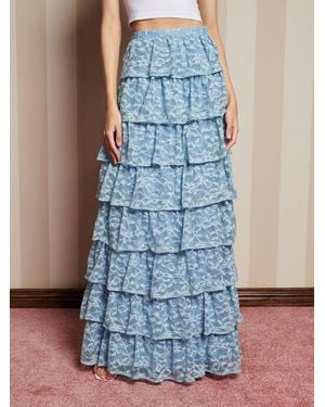 Sister Jane Doily Lace Maxi Skirt - Blue