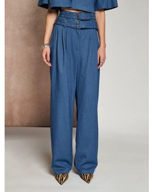 Sister Jane Ghospell Bettie Pinstripe Trousers - Blue