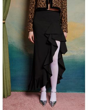 Sister Jane Waterfall Midi Skirt - Black