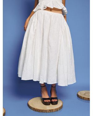 Sister Jane Dream Pines Embroidered Midi Skirt - Blue