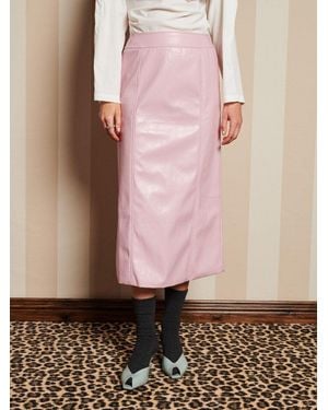 Sister Jane Dream Rose-spun Pu Midi Skirt - Pink