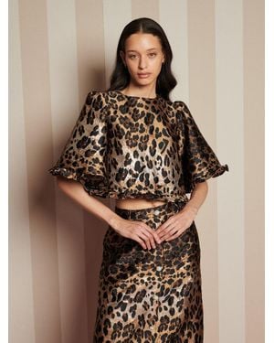 Sister Jane Suite Leopard Jacquard Top - Brown