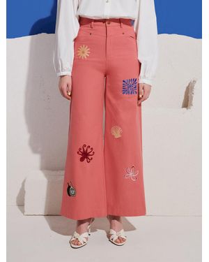Sister Jane Island Life Embroidered Jeans - Pink
