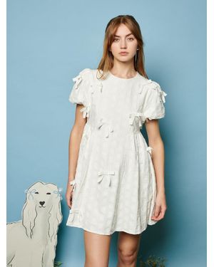 Sister Jane Nana Jacquard Bow Dress - White