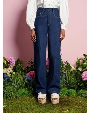 Sister Jane Dream Rosie Denim Embroidery Trousers - Blue