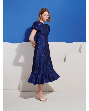 Sister Jane Yarrow Jacquard Midi Dress in Natural | Lyst UK