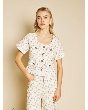 Sister Jane Pêche Ditsy Denim Top - Natural