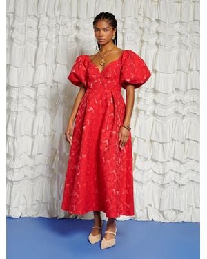 Sister Jane Dream Maria Jacquard Midi Dress - Red