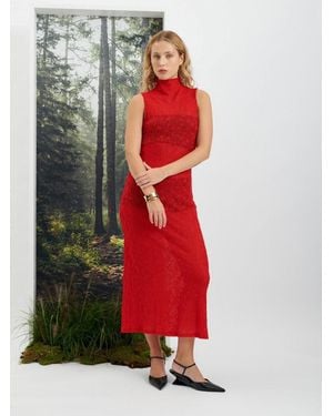 Sister Jane Ghospell Allegra Sheer Midi Dress - Red